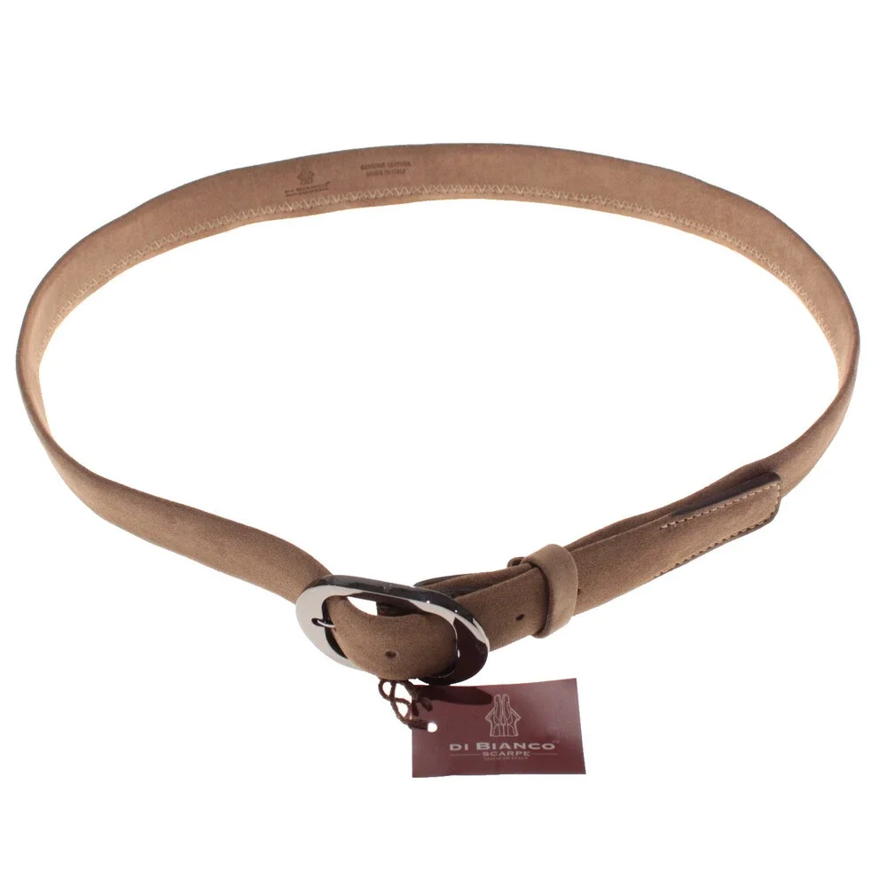 Di Bianco NWT Cut to Size Dress Belt In Solid Brown Suede Leather One Size